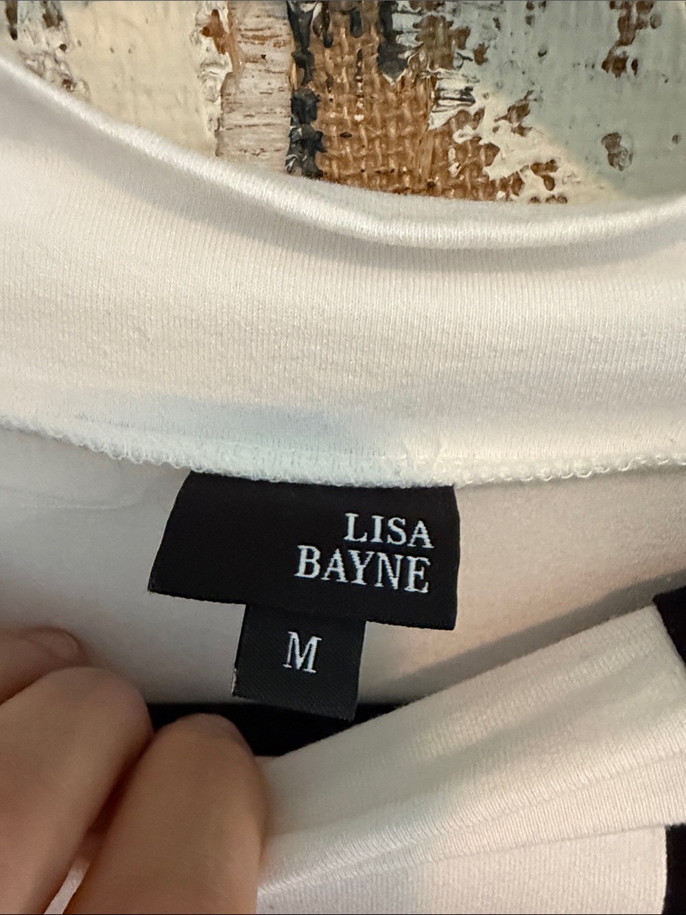 Lisa Bayne Short Sleeve Colorblock Tee in White, Black & Olive - Picture 2 of 6